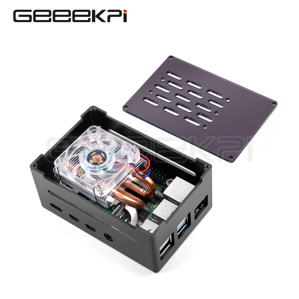 Argon One V3 M.2 Nvme Case - Geeekpiアルミレンガケース黒シェルとミニロープロファイルタワー冷却ファンのためのラズベリーパイ4モデルb