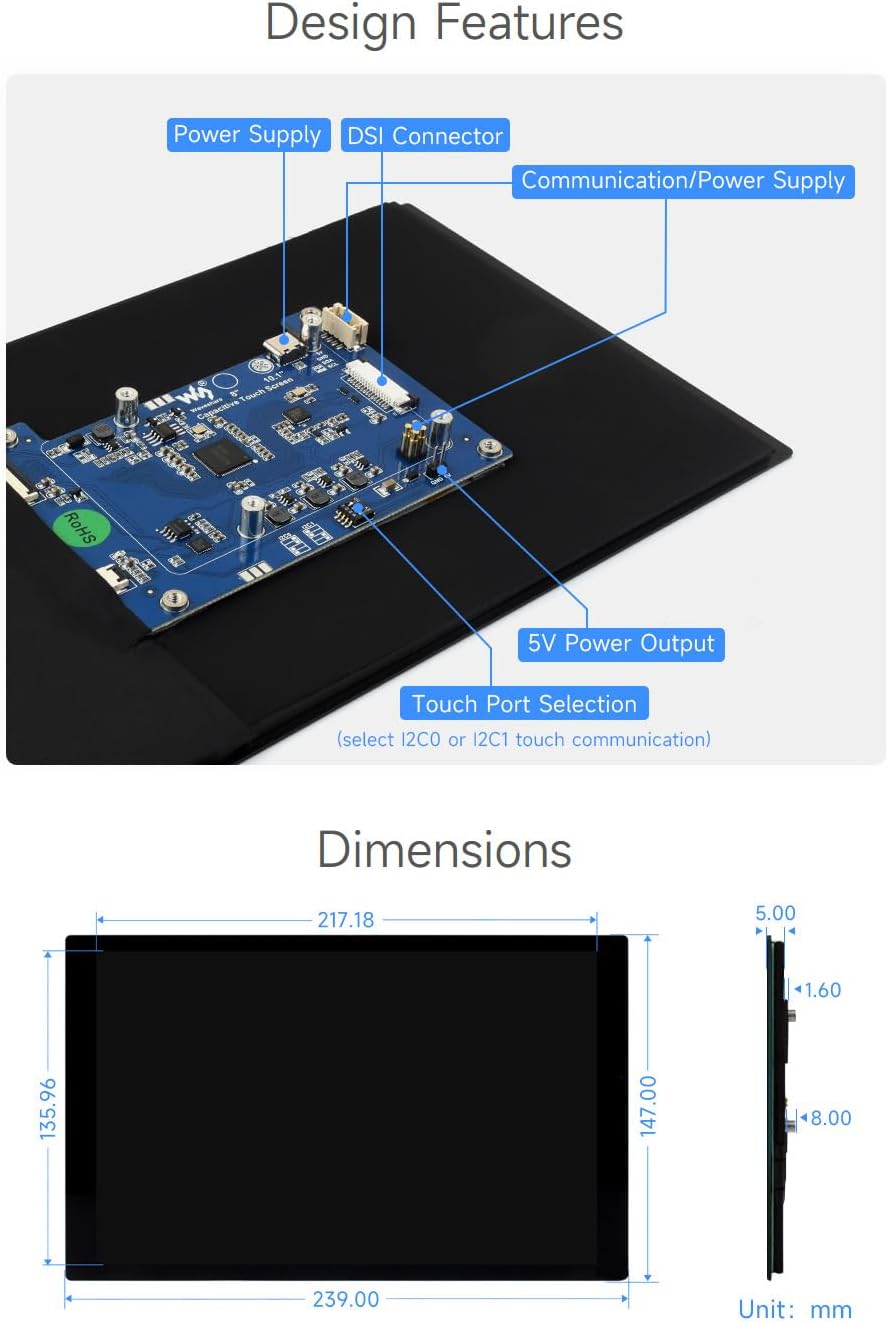 Waveshare 10.1 インチ IPS 容量性タッチス - Raspberry Pi 10.1 Inch Capacitive Touch Screen Ips のレビューと価格